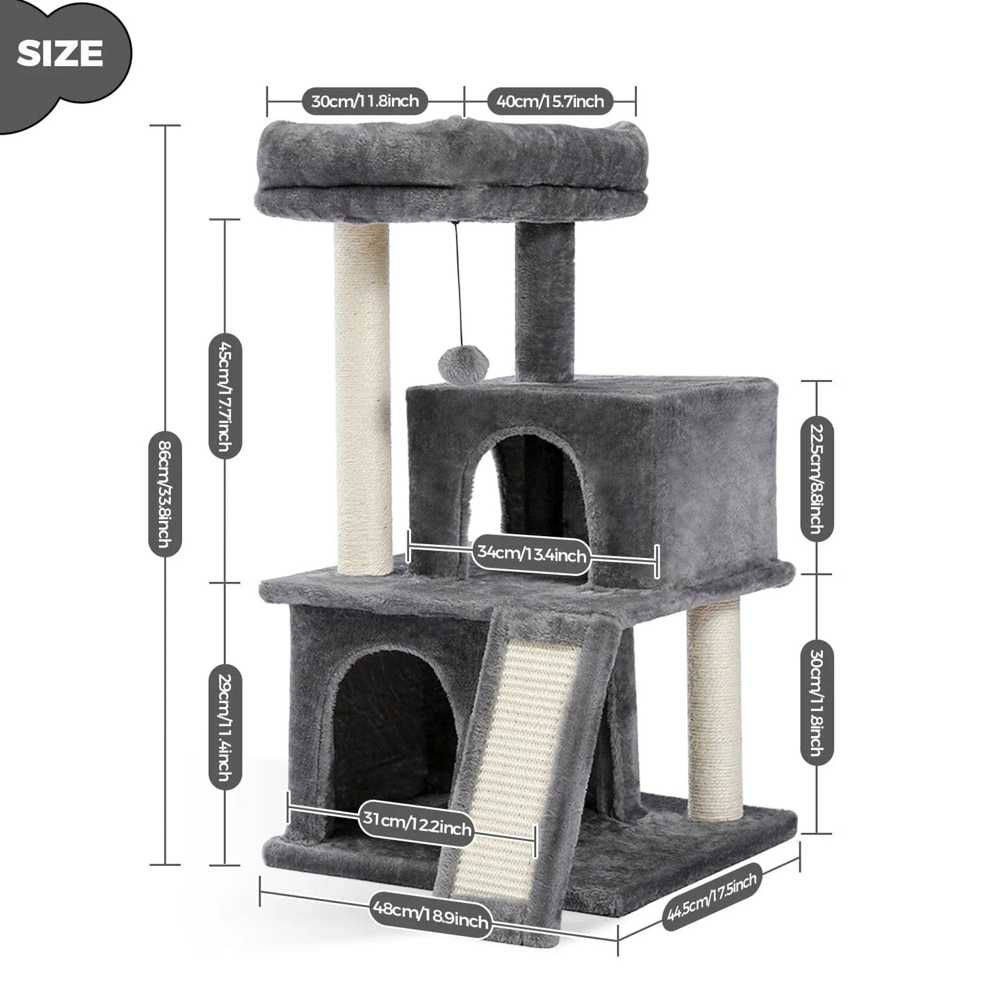 Gris/Noir Arbre a chat moyen<br>Medium Palace