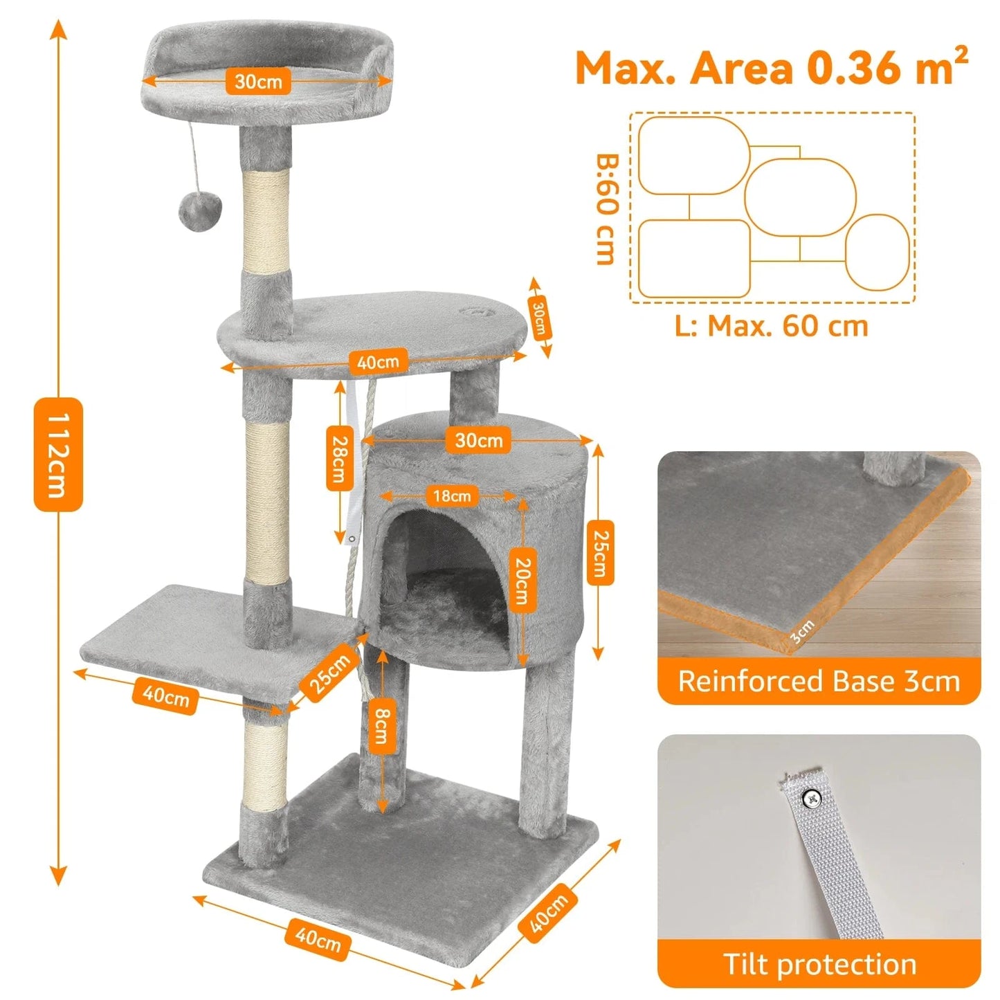 Gris clair Arbre a chat moyen<br>Miaou Loft