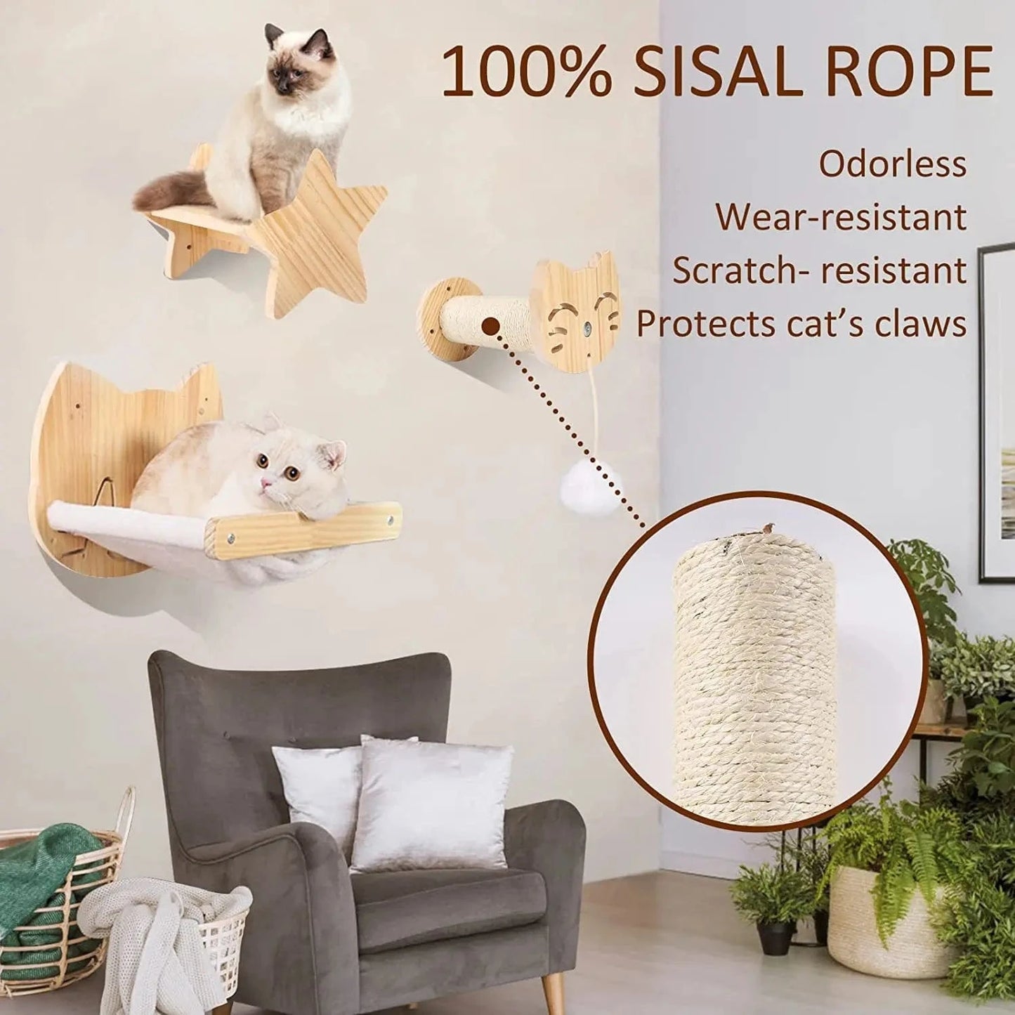Sisal Arbre a chat mural<br>Perchoir