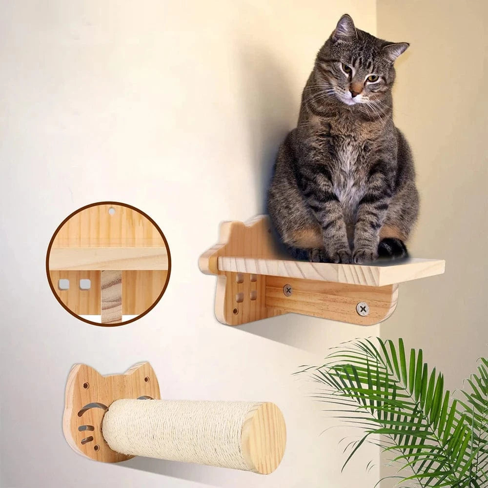 Bois Arbre a chat mural<br>Plateforme