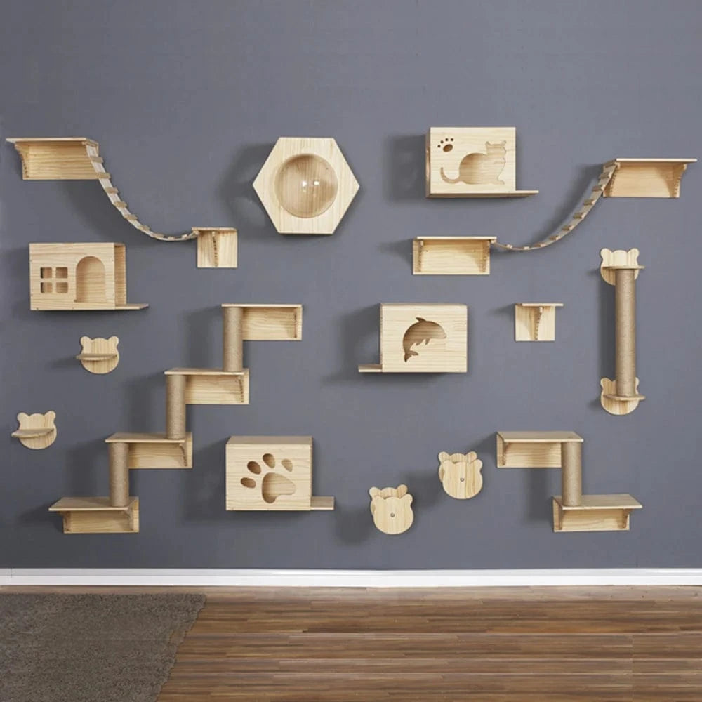 Bois Arbre a chat mural<br>Plateforme