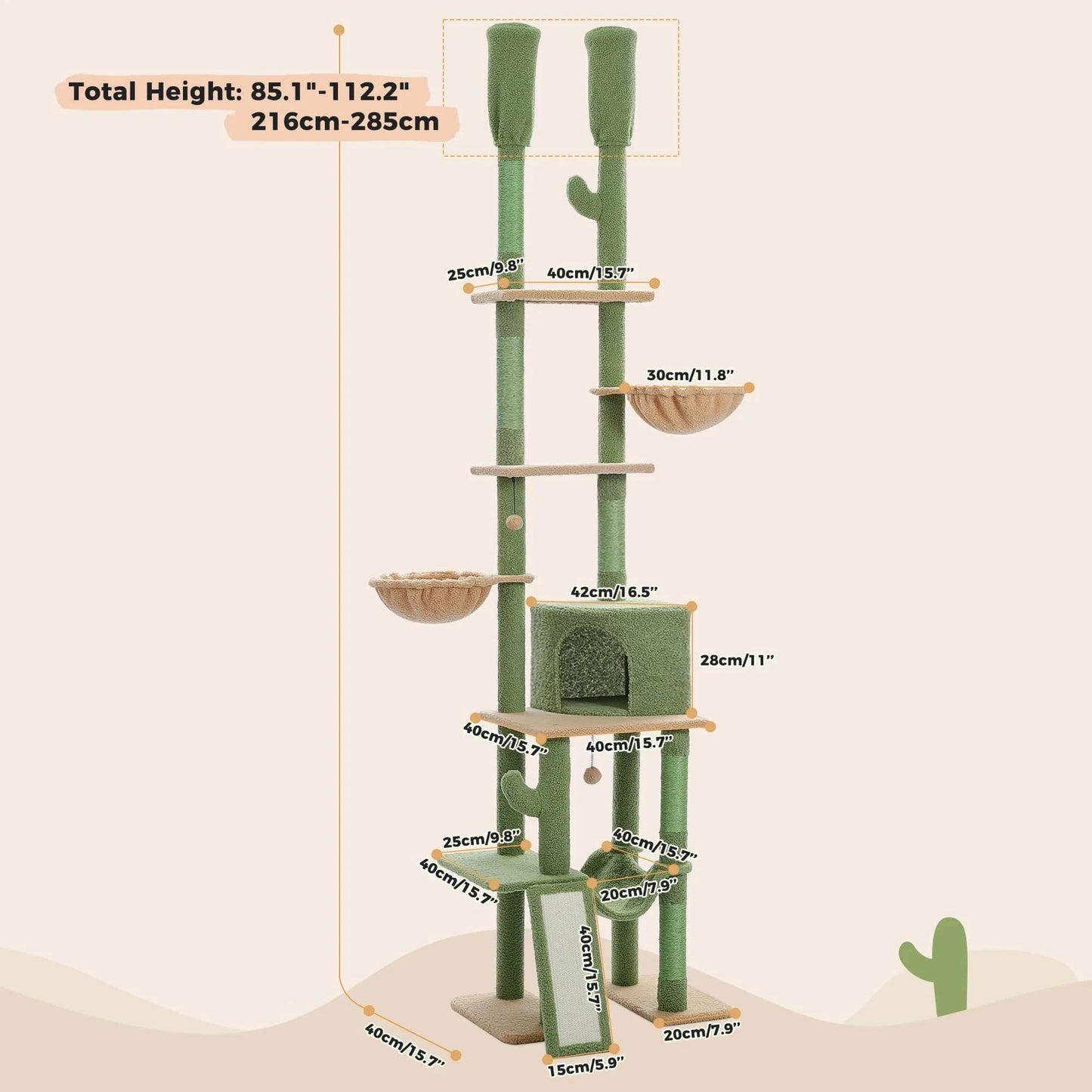 Vert cactus Arbre a chat plafond<br>Tronc du Ciel
