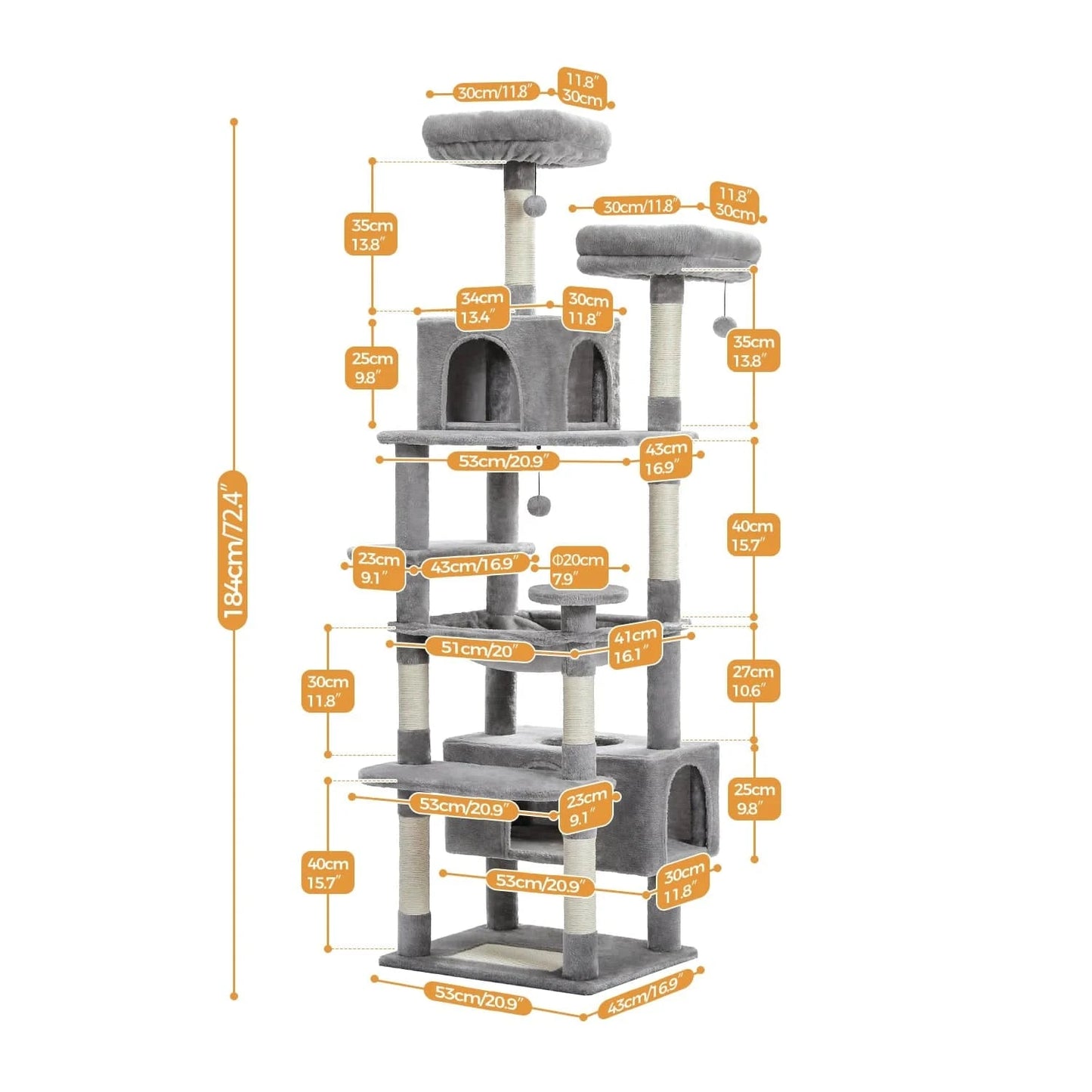 Gris foncé Arbre à chat XXL<br>Un Univers Luxueux