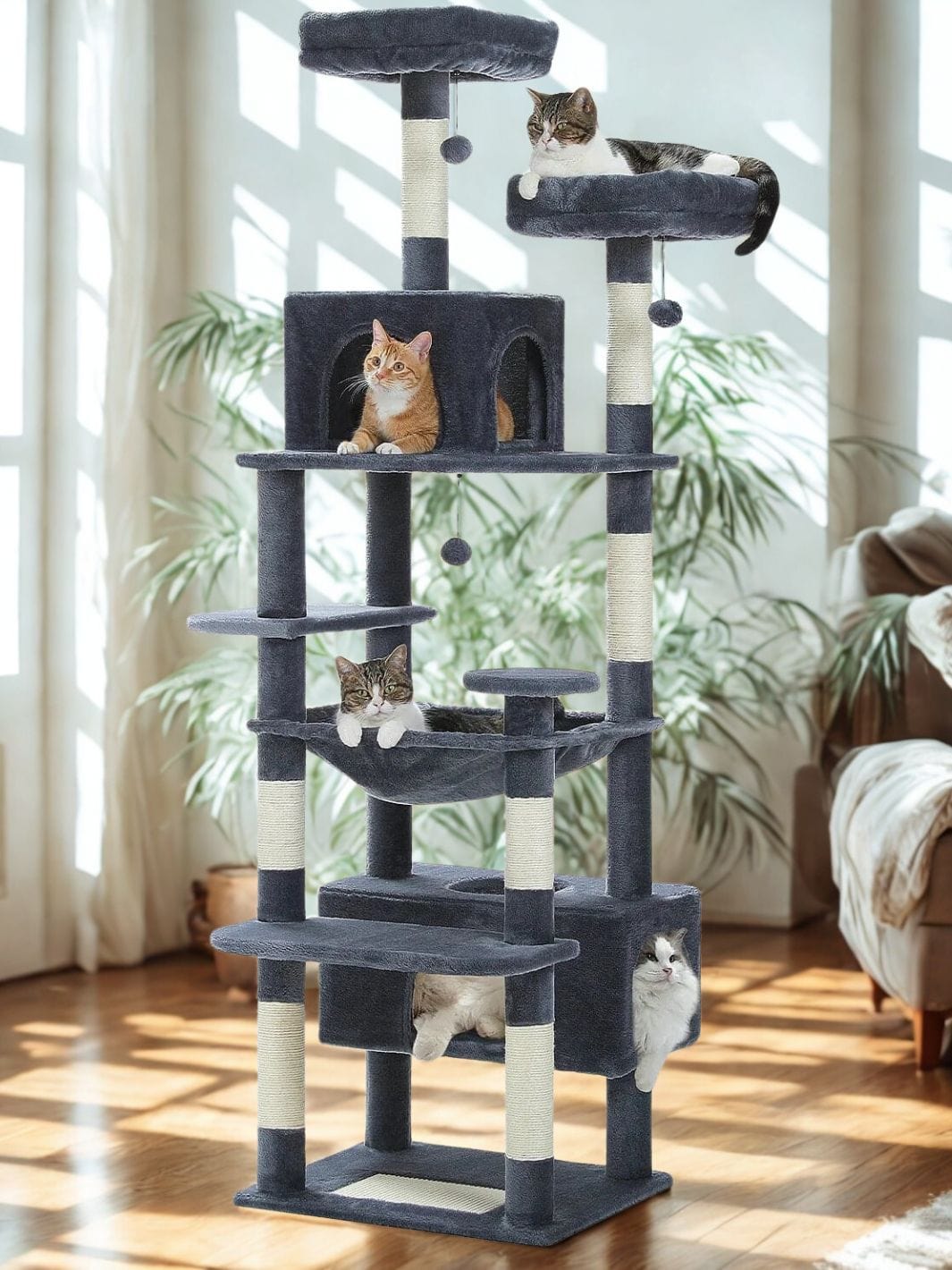 Gris foncé Grand arbre a chat<br>Chateau Felin