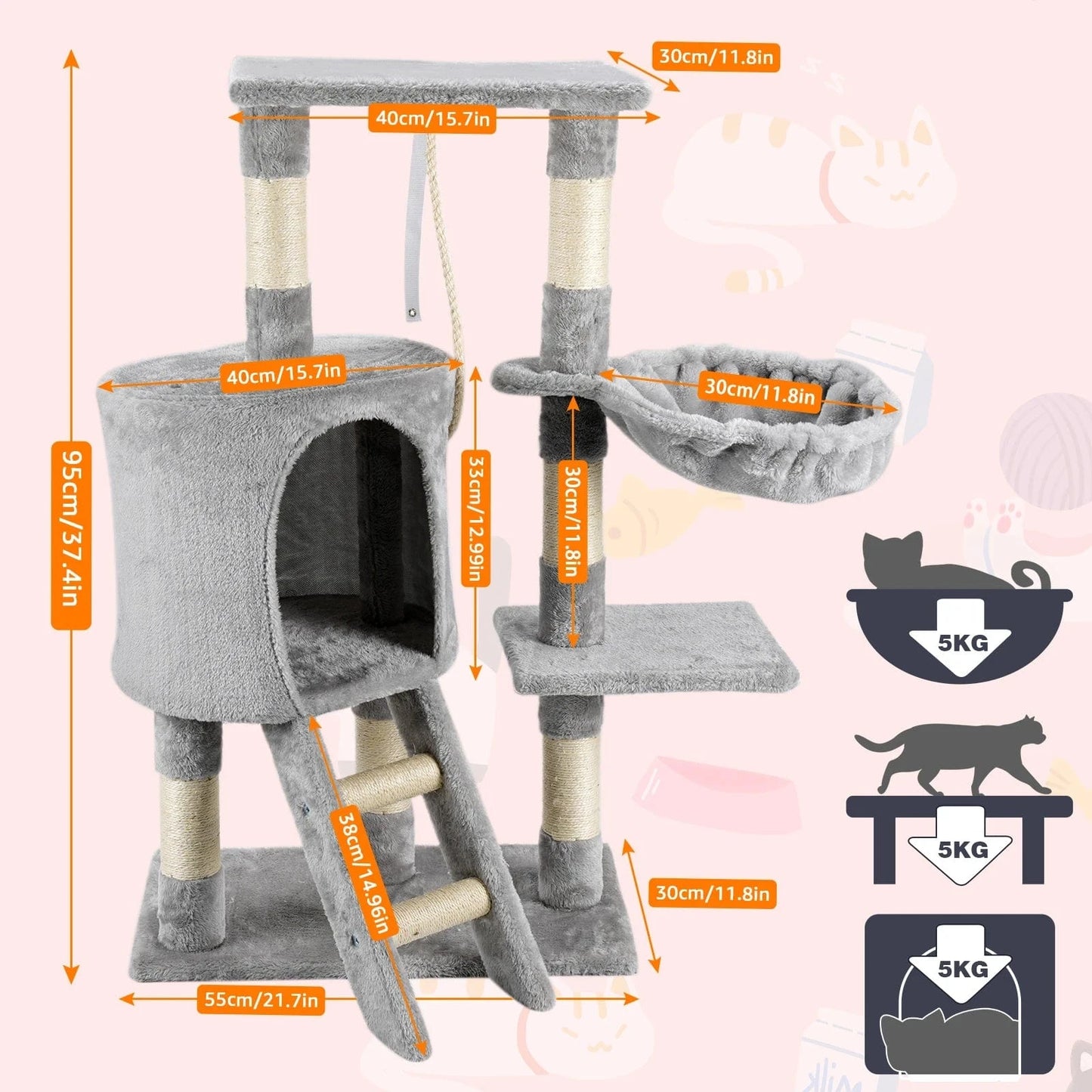 Gris Petit arbre a chat<br>Velours Urbain
