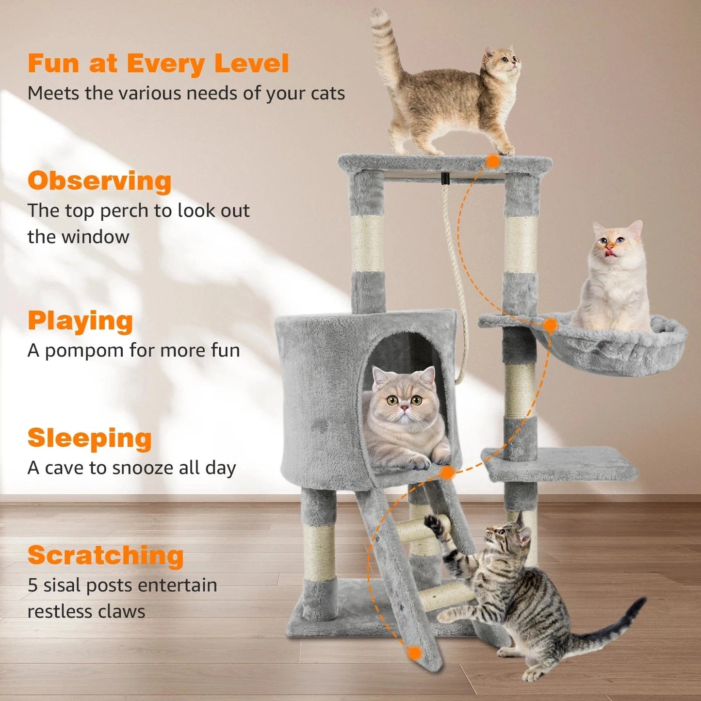 Gris Petit arbre a chat<br>Velours Urbain