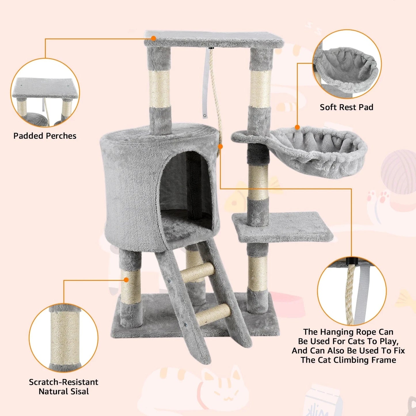 Gris Petit arbre a chat<br>Velours Urbain