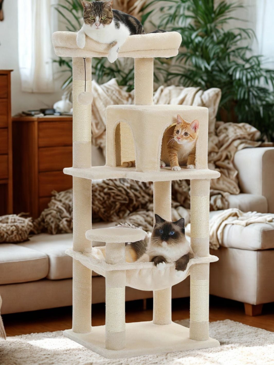 Beige Arbre a chat moyen<br>Bois Median