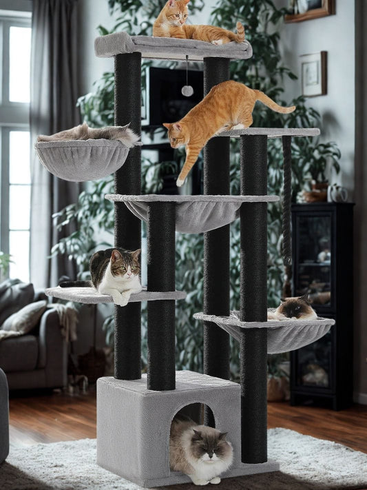 Gris/Noir Arbre a chat XXL<br>Trone Royal