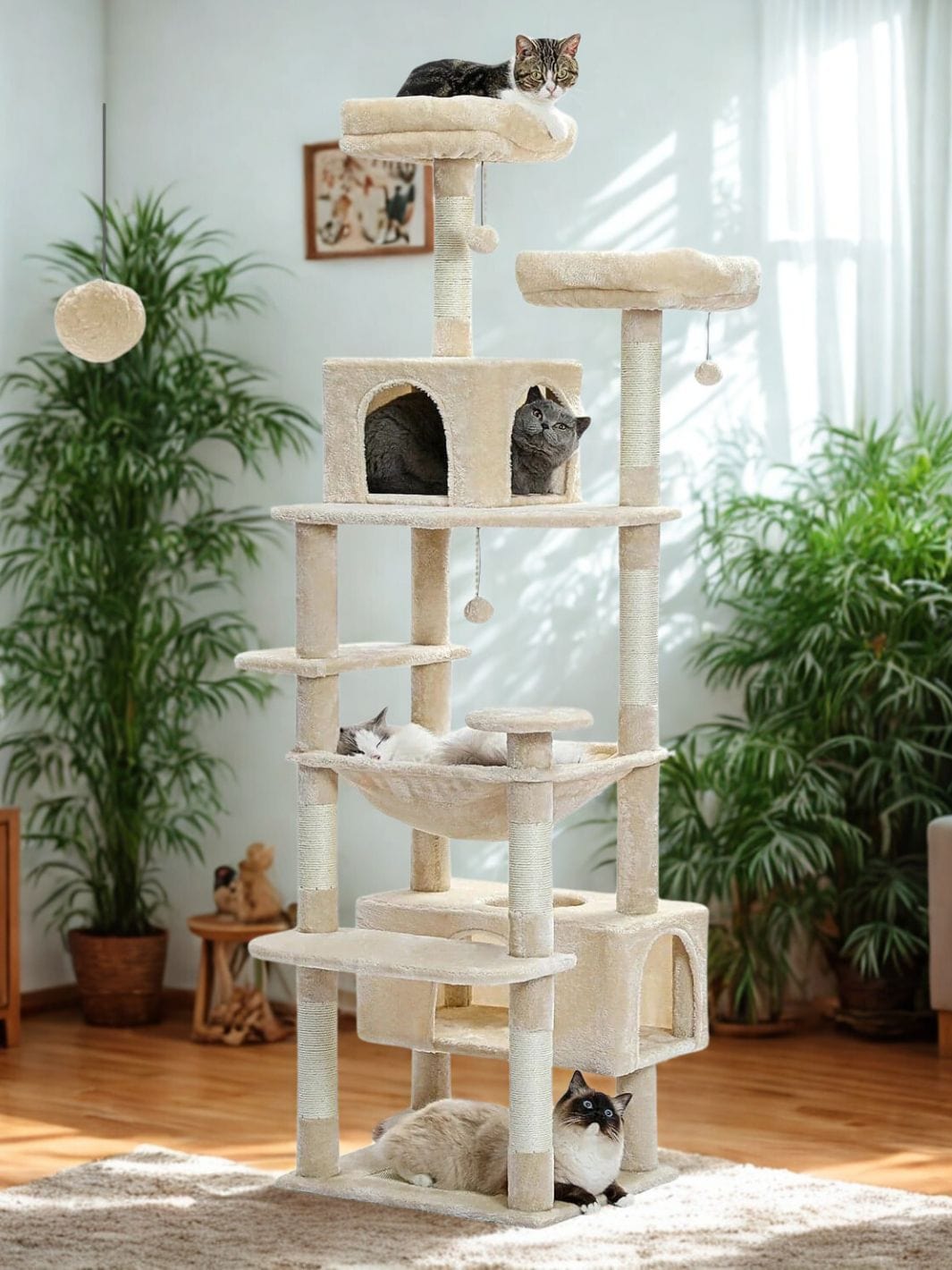 Beige Arbre à Chat XXL<br>Un Univers Luxueux